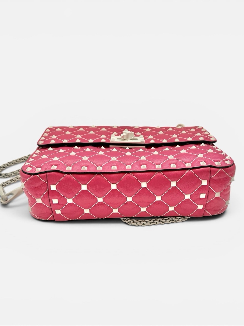 Valentino Garavani Rockstud Spike Pink Quilted Leather Shoulder Bag - Picture 9 of 12